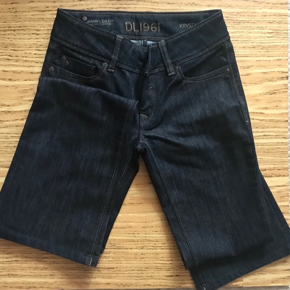 Long dark wash denim boot cut jeans size 24 - Picture 1 of 3